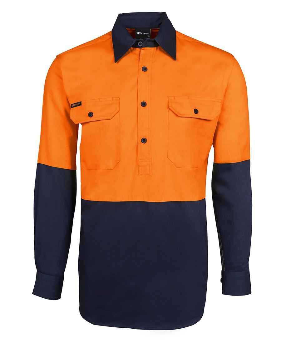 HI VIS Long Sleeve 190G CLOSE FRONT SHIRT HI VIS Long Sleeve 190G CLOSE FRONT SHIRT